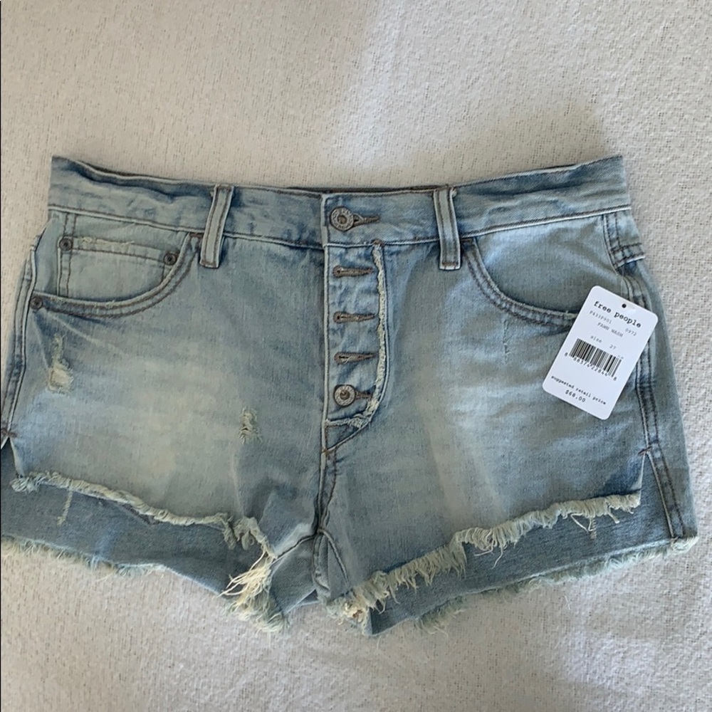 Free People distressed button fly shorts NWT 27